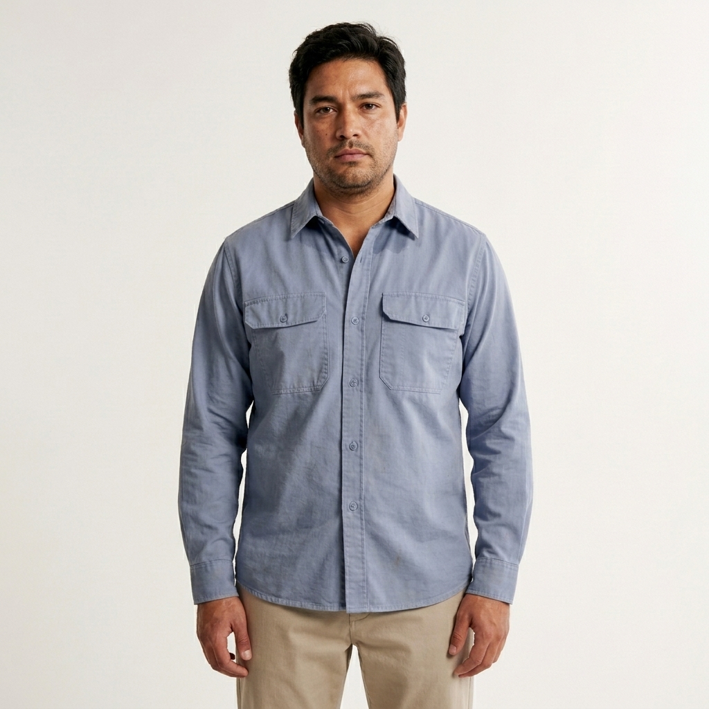 Camisas de trabajo en gabardina de algodón sanforizada